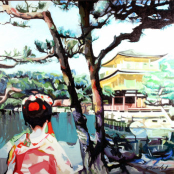 Œuvre contemporaine nommée « geisha au lac », Réalisée par CLOTILDE NADEL