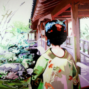 Œuvre contemporaine nommée « geisha au pont », Réalisée par CLOTILDE NADEL