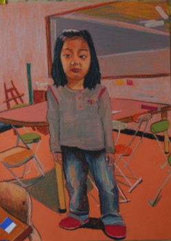 Œuvre contemporaine nommée « petite fille en jeans », Réalisée par BEOM SOO KIM