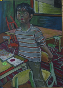 Œuvre contemporaine nommée « garçon se levant de sa chaise », Réalisée par BEOM SOO KIM