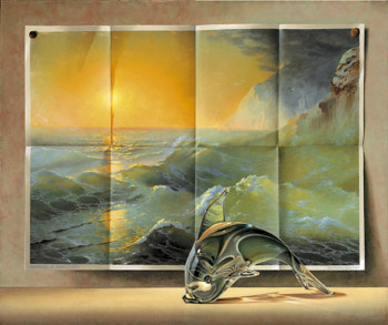 Œuvre contemporaine nommée « TROMPE-L'OEIL LE DAUPHIN (ou l'hommage à AIVAZOVSKY) », Réalisée par GAUTIER