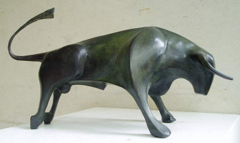 Œuvre contemporaine nommée « Taureau Arc Bouté (2ème vue) », Réalisée par XAVIER CARNOY