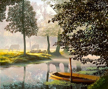 Œuvre contemporaine nommée « BRUME MATINALE (MARAIS POITEVIN) », Réalisée par GAUTIER