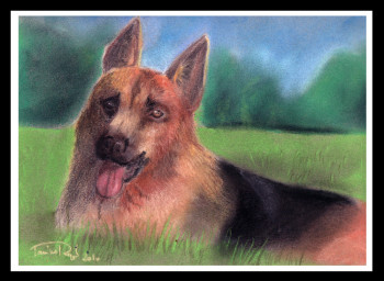 Œuvre contemporaine nommée « chien de berger », Réalisée par LAMINE REGGAD