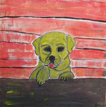 Œuvre contemporaine nommée « Le chien jaune », Réalisée par CYRUS