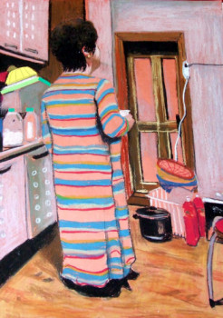Œuvre contemporaine nommée « une femme qui porte une tasse », Réalisée par BEOM SOO KIM