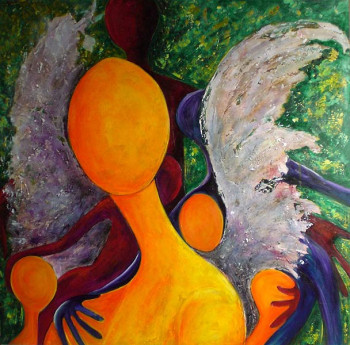 Œuvre contemporaine nommée « ange de feu », Réalisée par ANGELINE CATHELAIN