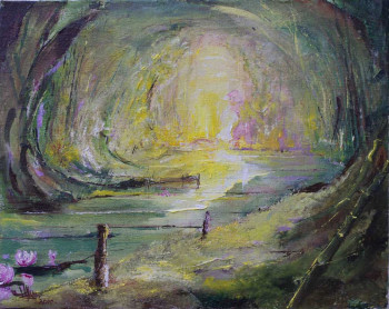 Œuvre contemporaine nommée « Le pont rose », Réalisée par JEAN MARIE SCHROETTER