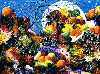 Œuvre contemporaine nommée « Éclipse de fruits - Mouvement carsonisme -  SOLD/VENDU - Estimation : 75 000  € », Réalisée par CHARLES CARSON, GMBA, CREATEUR DU MOUVEMENT 'CARSONISME'