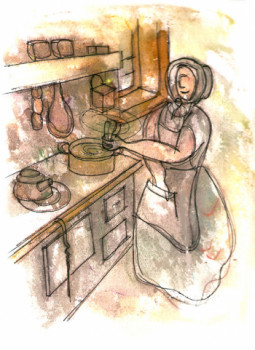 Œuvre contemporaine nommée « cuisiniere », Réalisée par JANPOL PORTALIS