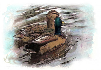 Œuvre contemporaine nommée « amours de canards », Réalisée par JANPOL PORTALIS