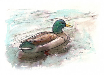 Œuvre contemporaine nommée « canard au bain », Réalisée par JANPOL PORTALIS