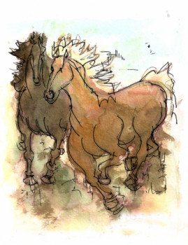 Œuvre contemporaine nommée « chevaux de feu », Réalisée par JANPOL PORTALIS