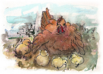Œuvre contemporaine nommée « maman poule », Réalisée par JANPOL PORTALIS