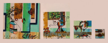 Œuvre contemporaine nommée « Petits monstres 4,5,6,7 », Réalisée par AMOROSO