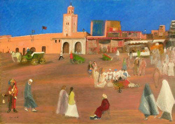 Œuvre contemporaine nommée « la place Jemaa El-Fna, Marrakech », Réalisée par MARO