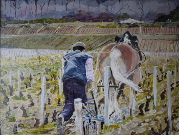 Œuvre contemporaine nommée « Labours dans les vignes », Réalisée par GéRARD DUCHENE