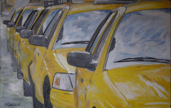 Œuvre contemporaine nommée « Les taxis de New York », Réalisée par GéRARD DUCHENE