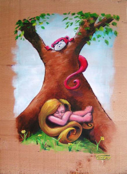 Œuvre contemporaine nommée « Au près de mon arbre. », Réalisée par T*NGUY