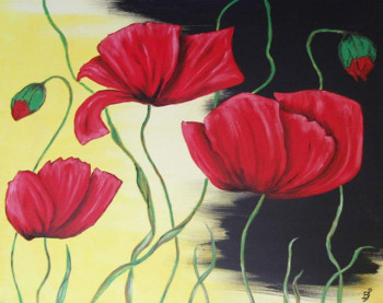 Œuvre contemporaine nommée « coquelicots 2 », Réalisée par BERNI