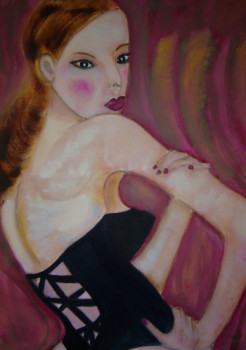 Œuvre contemporaine nommée « Le corset noir », Réalisée par YVES AUGUSTE
