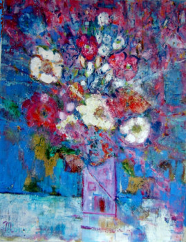 Œuvre contemporaine nommée « fleurs des collines », Réalisée par MADELEINE MONNET
