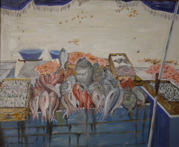 Œuvre contemporaine nommée « Essaouira, le marché aux poissons », Réalisée par GéRARD DUCHENE