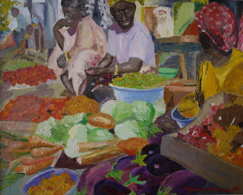 Œuvre contemporaine nommée « Marché à N'Gor », Réalisée par GéRARD DUCHENE