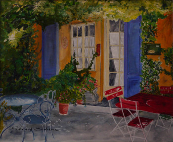 Œuvre contemporaine nommée « Le petit café provençal », Réalisée par GéRARD DUCHENE
