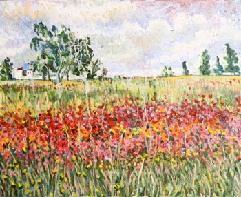 Œuvre contemporaine nommée « Field in flowers », Réalisée par NAROLINA NATALIA