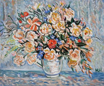 Œuvre contemporaine nommée « White roses », Réalisée par NAROLINA NATALIA