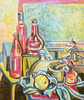 Œuvre contemporaine nommée « Evening with bottles », Réalisée par NAROLINA NATALIA