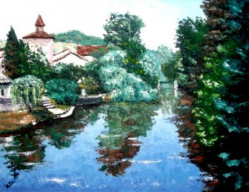 Œuvre contemporaine nommée « Embarcadère Dronne - Brantôme - Périgord -Dordogne - Aquitaine - France - Réf: 123Fg », Réalisée par ABERIUS