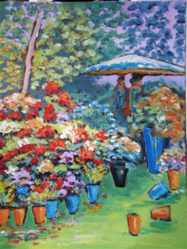 Œuvre contemporaine nommée « marché aux fleurs », Réalisée par RAYMOND BOURMAULT