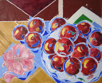 Œuvre contemporaine nommée « Pommes et camélia », Réalisée par DELALEUF