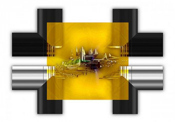 Œuvre contemporaine nommée « CRUX NOVAE (jaune) », Réalisée par KABUKI