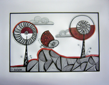 Œuvre contemporaine nommée « Dessin N° 44 », Réalisée par S.LOHMANN - SYLOH