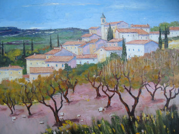 Œuvre contemporaine nommée « village de haute provence », Réalisée par ALAIN COJAN