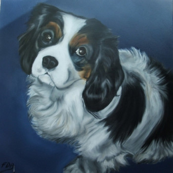 Œuvre contemporaine nommée « Chiara, portrait d'un cavalier king charles », Réalisée par TULIPE62T