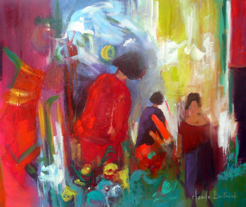 Œuvre contemporaine nommée « La femme en rouge », Réalisée par CLAUDE BERTRAND