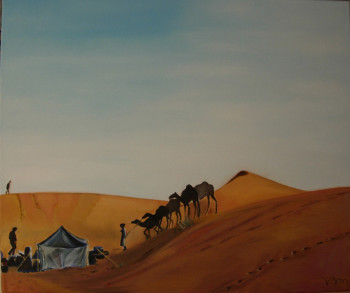 Œuvre contemporaine nommée « Caravane de chameaux, désert de l'Adrar (Mauritanie) », Réalisée par BONNEAU-MARRON