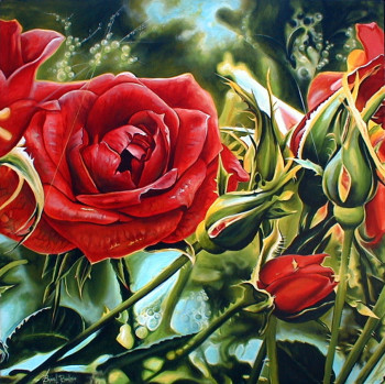 Œuvre contemporaine nommée « Carré de Roses », Réalisée par BANGIL BOULAIN
