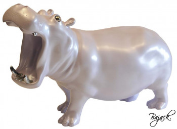 Œuvre contemporaine nommée « The Hippo’s Grace ! - Taille L - Parme Irisé », Réalisée par BAJACK