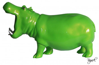 Œuvre contemporaine nommée « The Hippo’s Grace ! - Taille M - Green », Réalisée par BAJACK