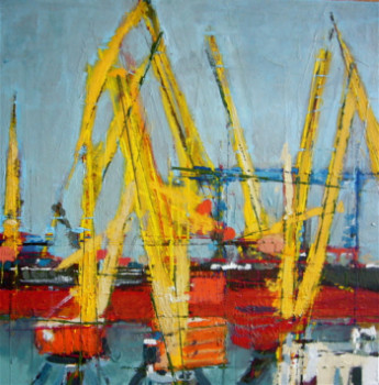 Œuvre contemporaine nommée « Yellow cranes », Réalisée par CHRISTIAN MENARD