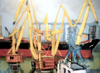Œuvre contemporaine nommée « Yellow and blue cranes », Réalisée par CHRISTIAN MENARD