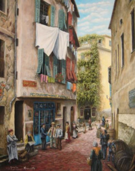 Œuvre contemporaine nommée « ruelle du vieux nice jadis"la providence" », Réalisée par ALAIN BENEDETTO