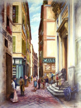 Œuvre contemporaine nommée « vieux nice jadis "rue droite le gesu" », Réalisée par ALAIN BENEDETTO