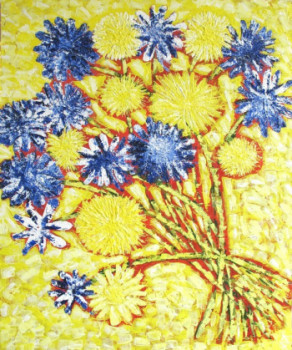 Œuvre contemporaine nommée « Explosion florale », Réalisée par SYLVIE JESSUA CLOUTIER