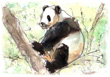 Œuvre contemporaine nommée « panda assis », Réalisée par JANPOL PORTALIS